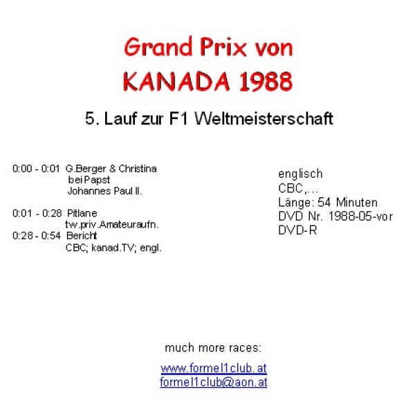 1988 05 Berichte vor dem GP,... Kanada / Montreal