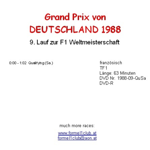 1988 09 Qualifying - Deutschland / Hockenheim