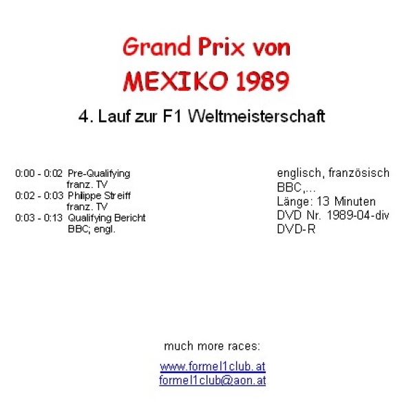 1989 04 Qualifying-Kurzbericht,... Mexiko / Mexiko City