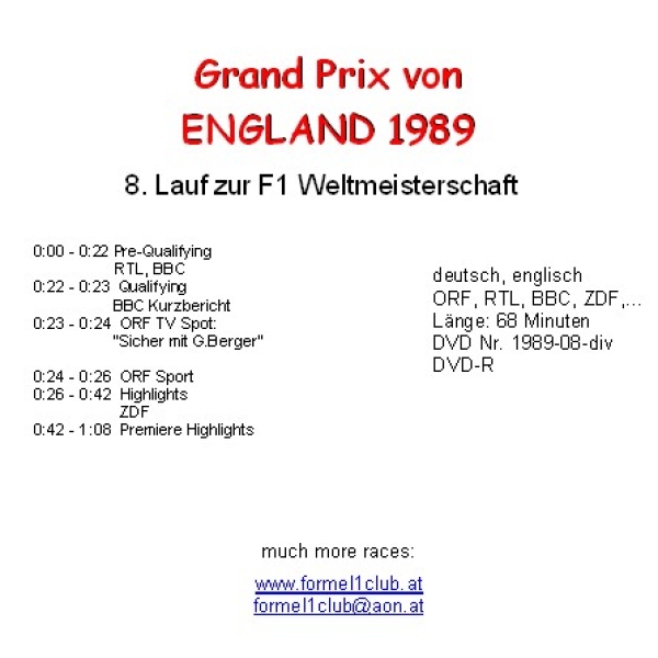 1989 08 Pre-Qualifying,... England / Silverstone