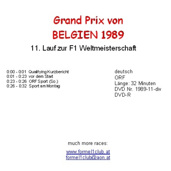 1989 11 vor- & nach dem GP,... Belgien / Spa