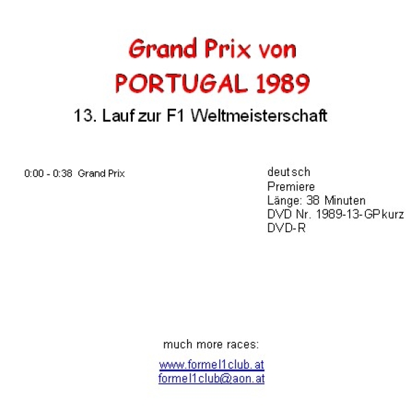 1989 13 Portugal / Estoril; Zusammenfassung