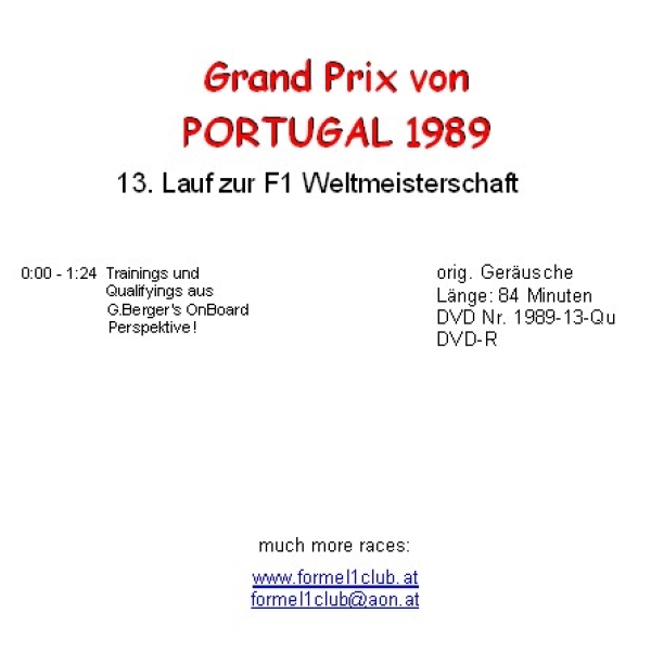 1989 13 Qualifying; OnBoard ! Portugal Estoril