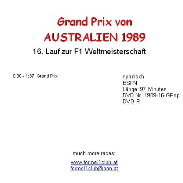 1989 16 Australien / Adelaide; Spanisch