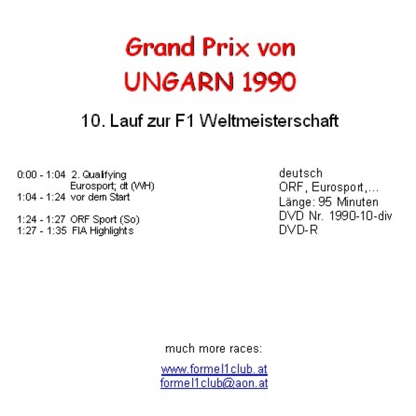 1990 10 Qualifying Ungarn Budapest (= 2 DVD !)