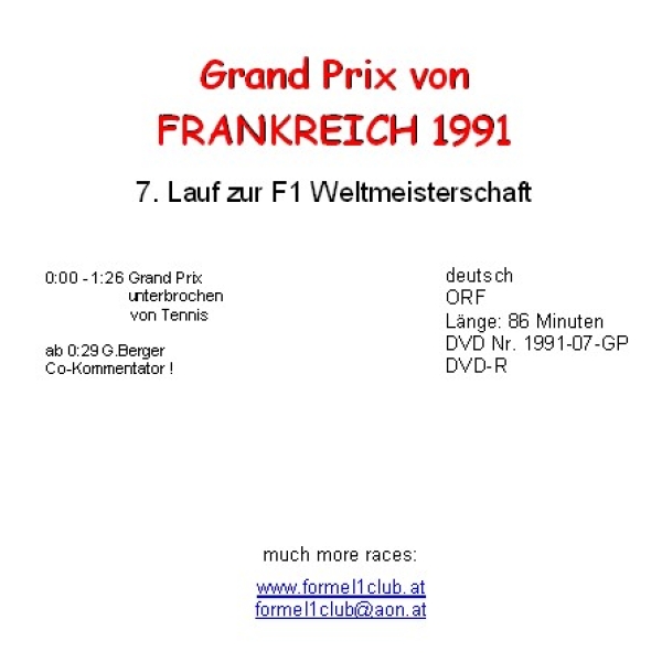 1991 07 Frankreich / Magny  Cours