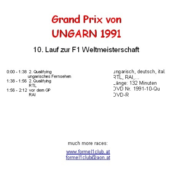 1991 10 Qualifying,... Ungarn Budapest