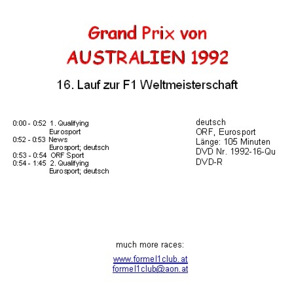 1992 16 Qualifying Australien Adelaide